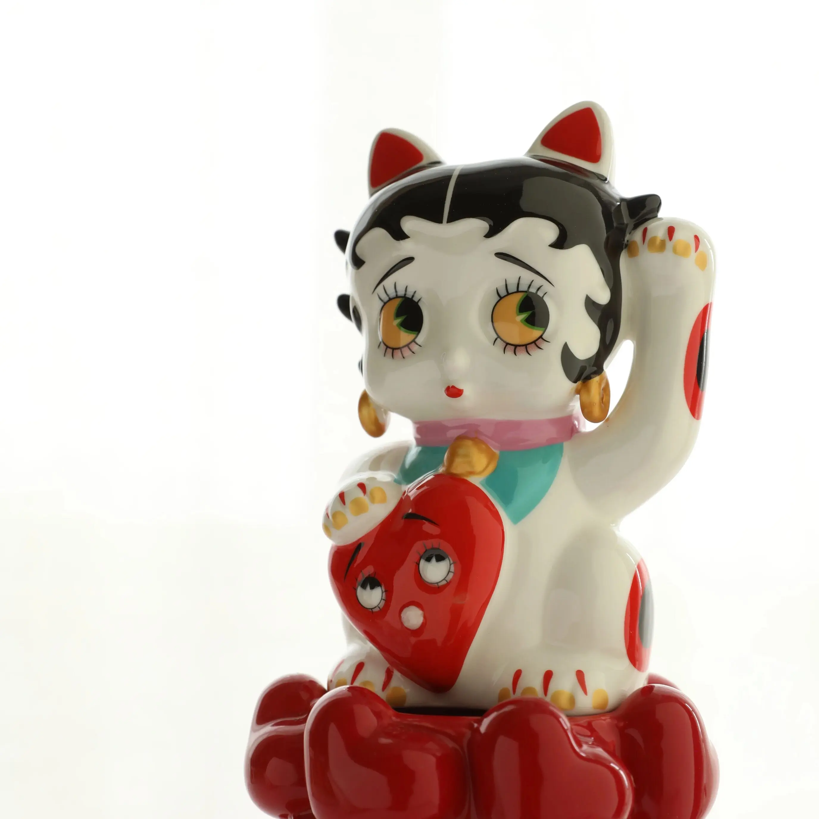 Lucky Cat Ornament Cute Cartoon Ceramic Kitten Decoration Creative Goodwill Celebration Gift Cat Statue Living Room Decor