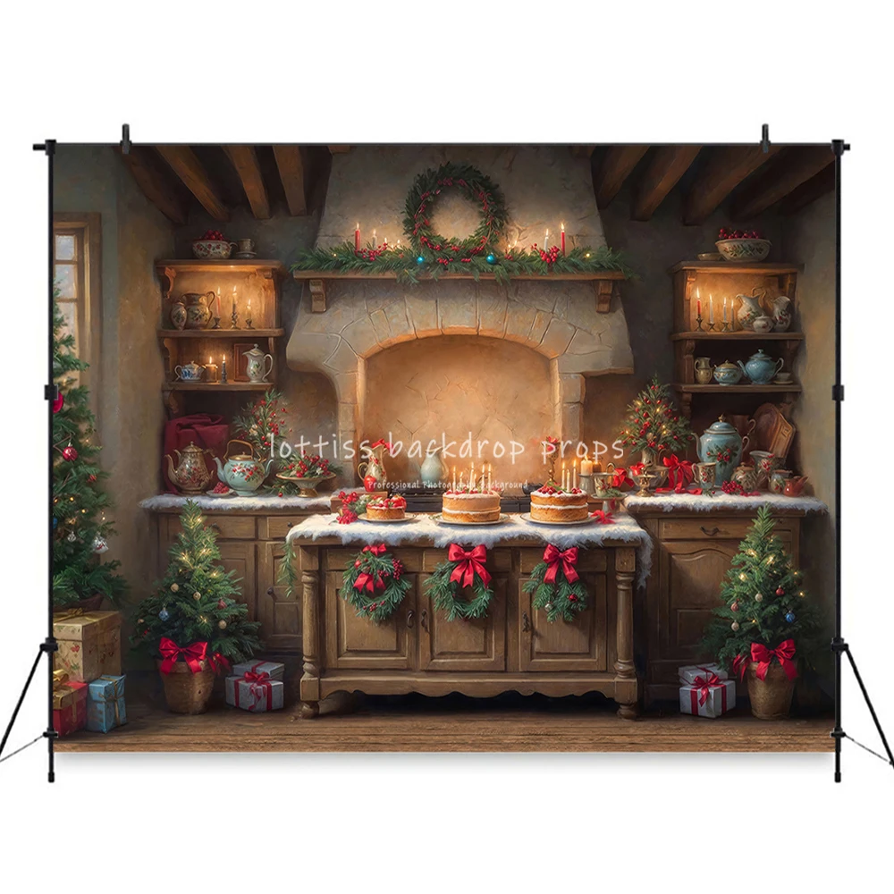 Christmas Confections Corner Backdrops Kids Family Photography Child Adult Photocall Decors Kids Xmas Kitchen Backgrounds