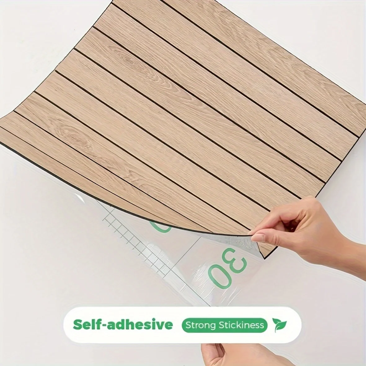 5/10pcs 3D Stereoscopic Wood Grain Grille Wall Sticker/Ceiling Sticker, Self-Adhesive Imitation Wood Lattice Vinyl Wall Panel
