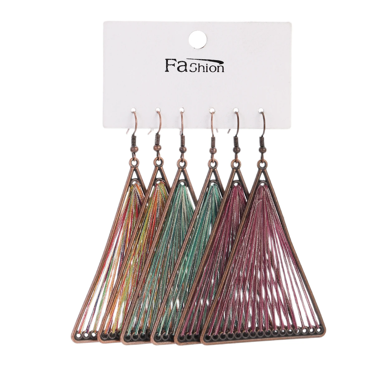 3Pcs/Set Boho Ethnic Multicolor Twine Big Dangle Drop Earrings for Women Vintage Geometry Round Tassel Earrings Sets Jewelry