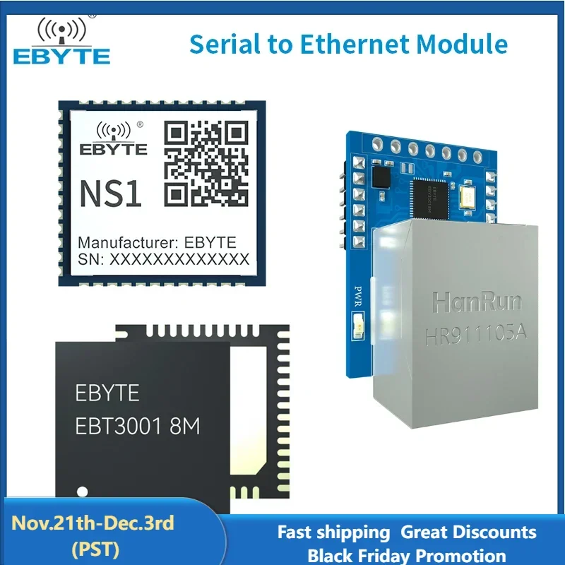 Ethernet Module EBYTE NT1-B/NT1/NS1/EBT3001 TTL Level to RJ45 Ethernet Modbus Gateway MQTT Dynamic IP Low Power Consumption