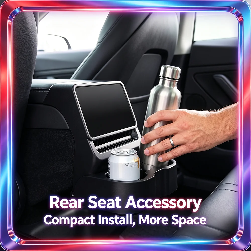 3-in-1 Car Rear Exhaust Vent Protection Cover Water Cup Holder Beverage Holder Storage Accessories For Tesla Model Y/3 Highland