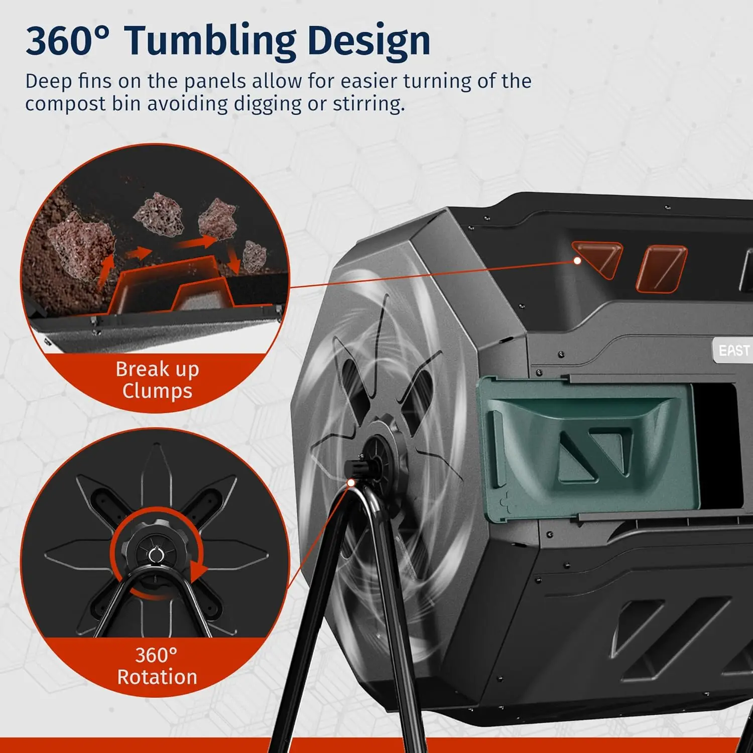 بهلوان سماد مزدوج الغرفة بسعة 43 جالونًا مع أبواب منزلقة ونظام تهوية للحديقة والمطبخ والساحة #4