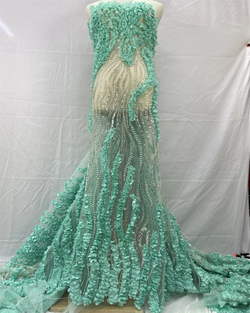 الذهب الأفريقي تول أقمشة الدانتيل الفرنسية صافي الترتر النسيج الخياطة والتطريز مع الخرز الدانتيل تول شبكة نيجيريا فستان 5 ياردة