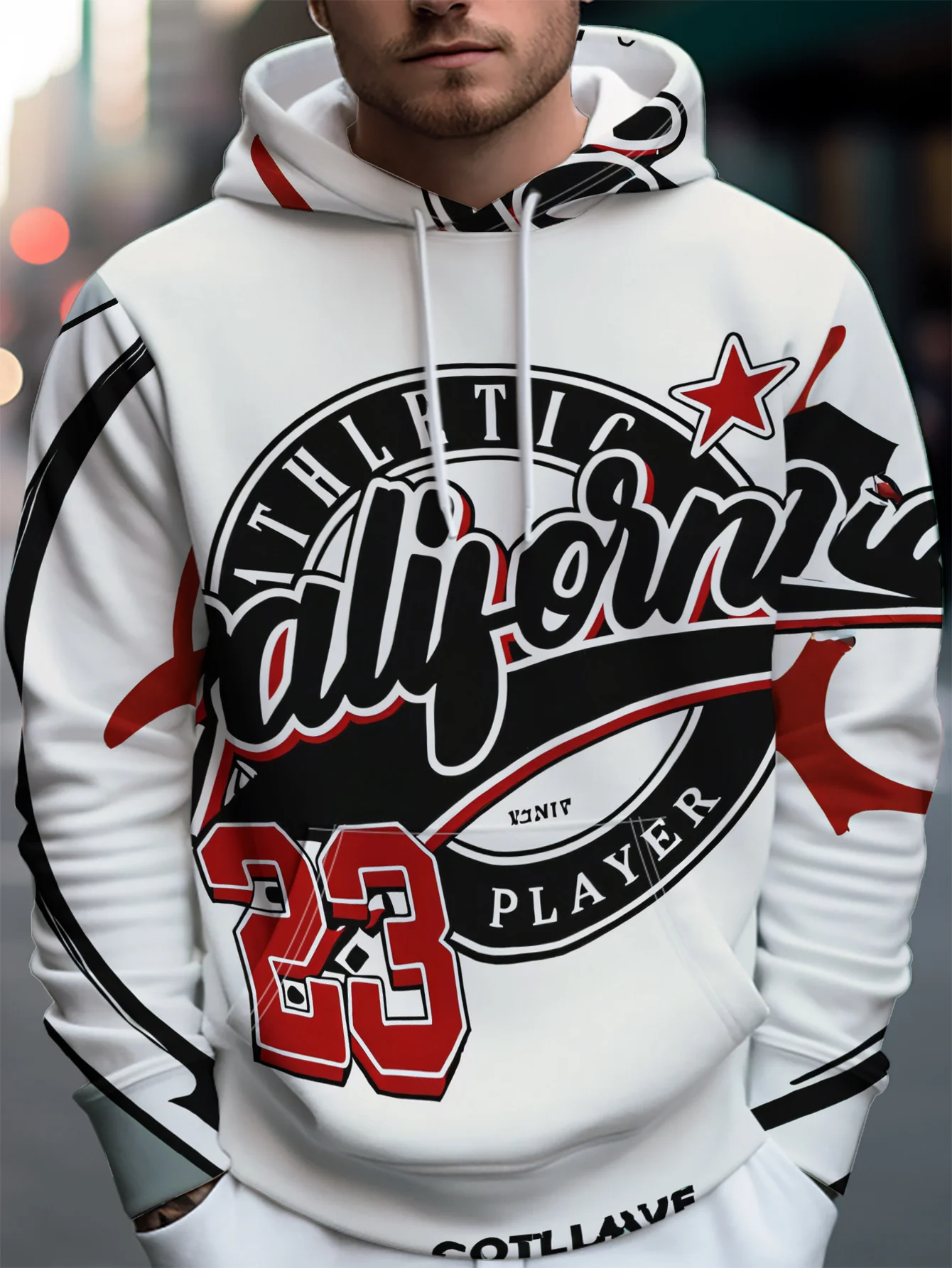 Men's and women's California 23 sports players 3D printed hooded sweatshirt retro sports street casual pullover shirt