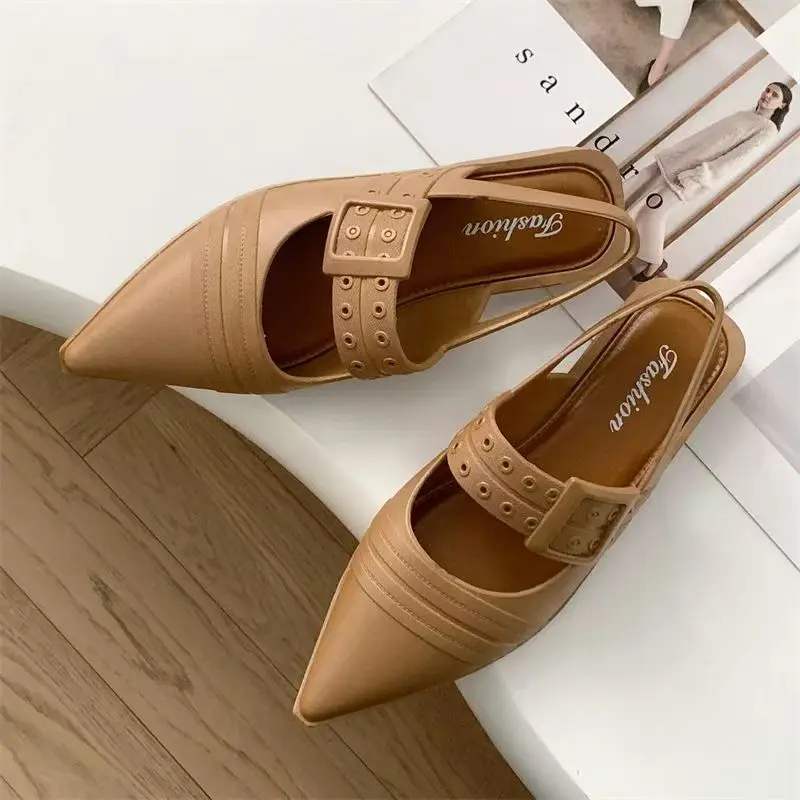 Women's Summer Flat Sole Pointed Toe Sandals Soft Sole Non slip Injection Molding Slip On Outdoor Beach Sandals Skirt Sandals