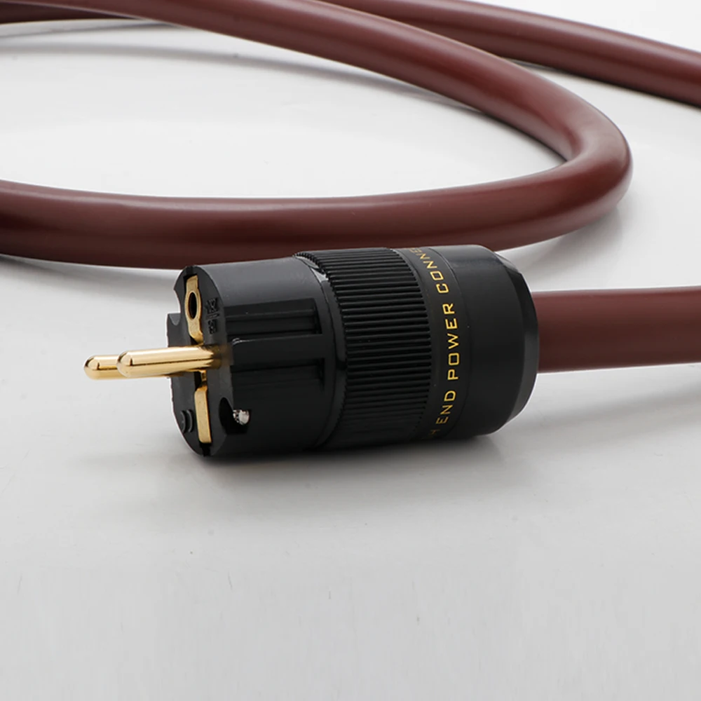 High-End OCC Einkristall-Kupfer-Stromkabel mit Kupferabschirmung AC Audiophiles Kabel mit Gold EU US Stecker+IEC320 C13 Anschluss – Detail 3