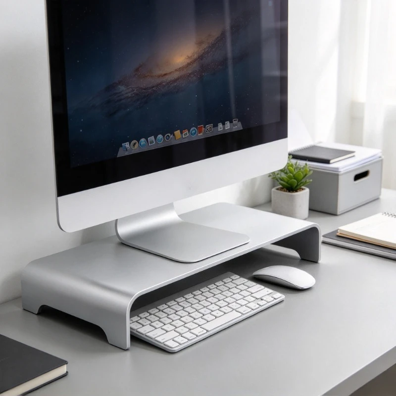 Full Metal Monitor Stand Riser, Ergonomic Desktop Organizer for Laptop & Keyboard, Anti-Slip Scratch-Resistant Home Office