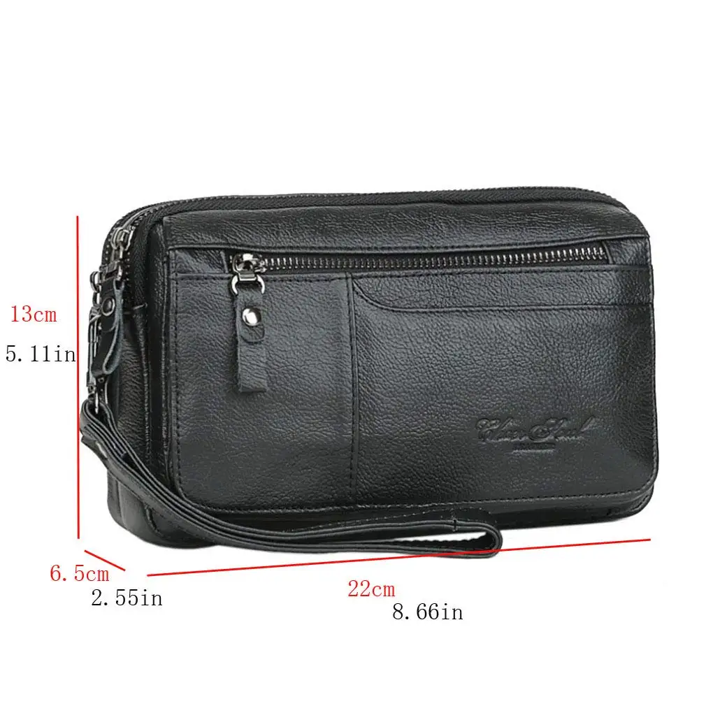 Genuine Leather Men Purse Bag Business Clutch Wallet Real Leather Wrist Money Bags Purse Wallets  Bag