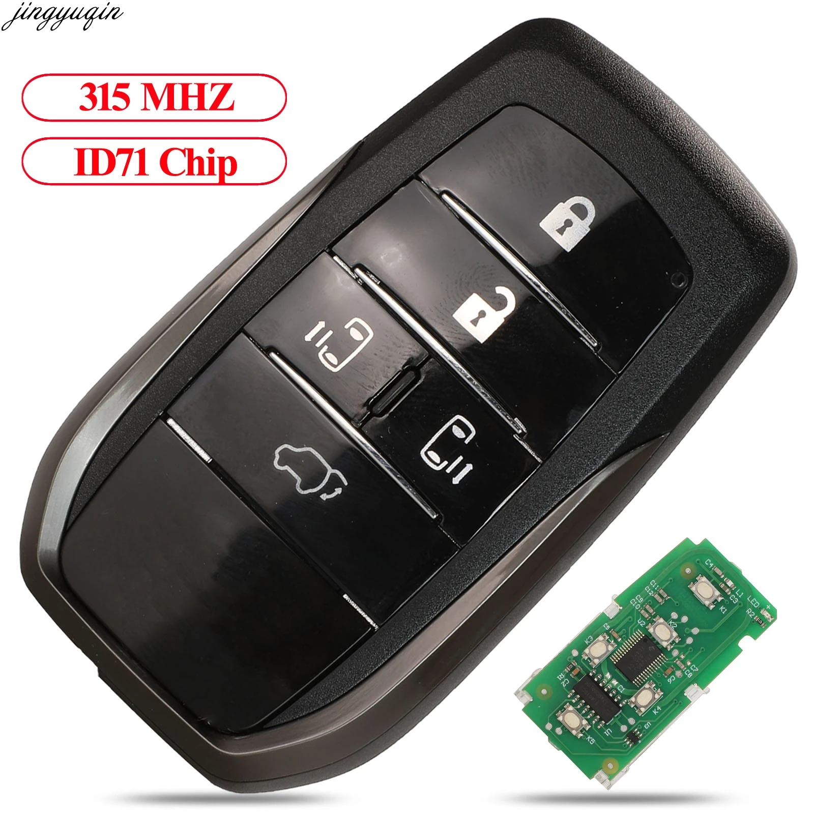 

Jingyuqin Remote Car Key ASK 315MHz ID71 Chip For Toyota Previa Alphard 5 Buttons Smart Control ND900-0780/5380 Board