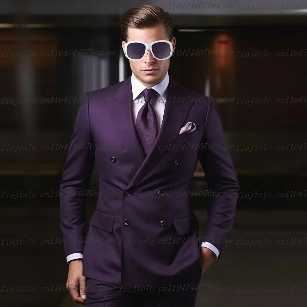 

Фиолетовый мужской костюм по индивидуальному заказу, официальный случай, свадьба, вечеринка, жених, жених, деловой выпускной, мужские смокинги, комплект из 2 предметов, куртка, брюки