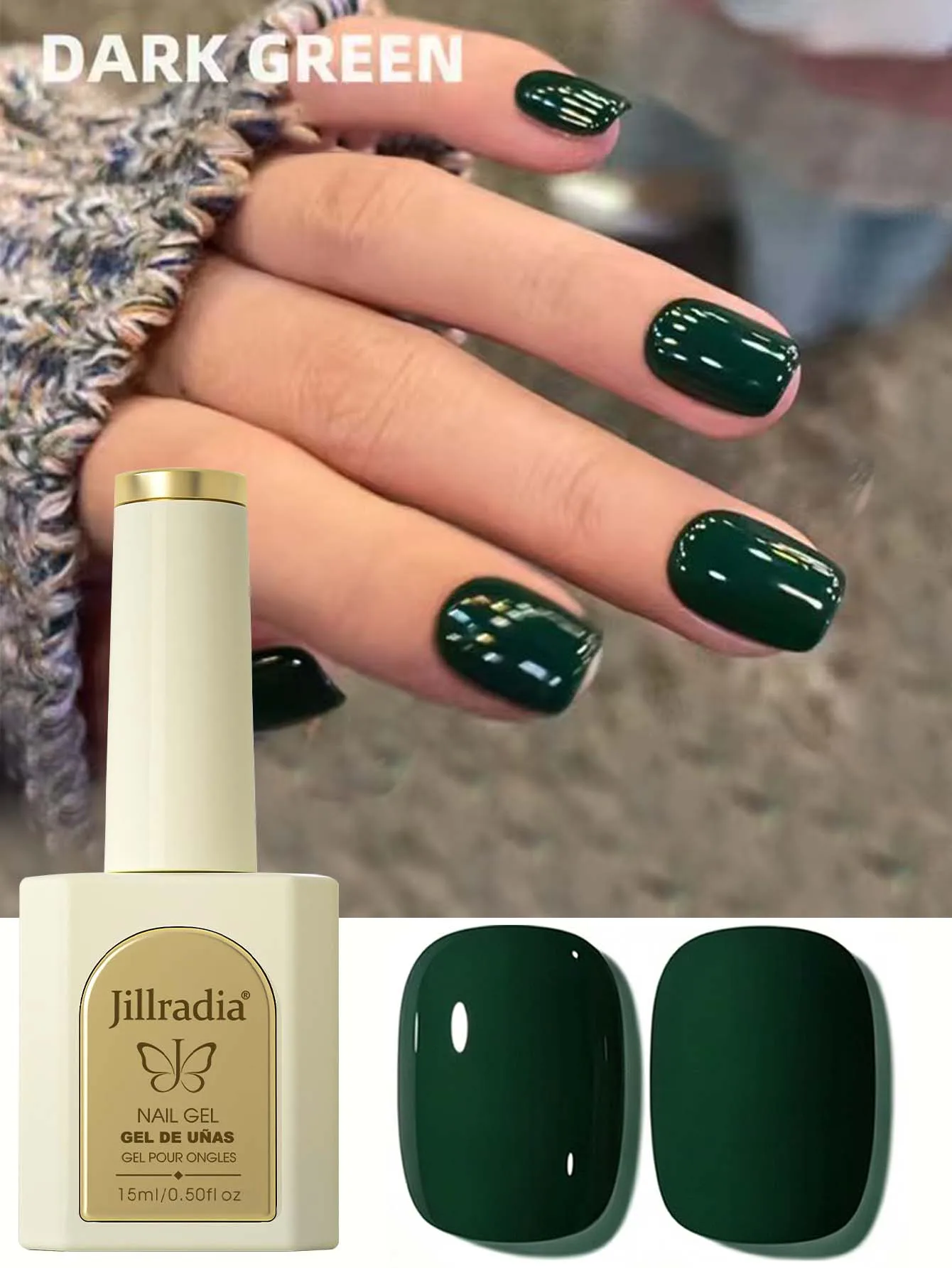 1 Stück 15ml Dunkelgrüner Gel-Nagellack Starter Pure Soak Off No Wipe Nagelgel-Lack Geeignet für alle Jahreszeiten