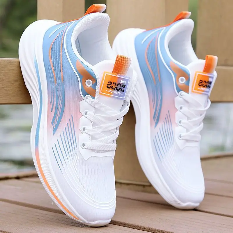 Men's Gradient Mesh Lace Up Running Shoes Lightweight Soft Sole Breathable Outdoor Athletic Walking Sneakers
