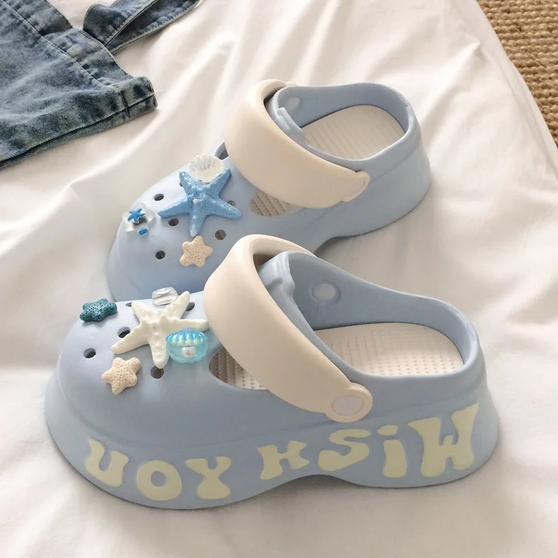 

Women's platform high-heeled slippers summer beach non-slip sandals outdoor slippers fashionable casual and comfortable shoes