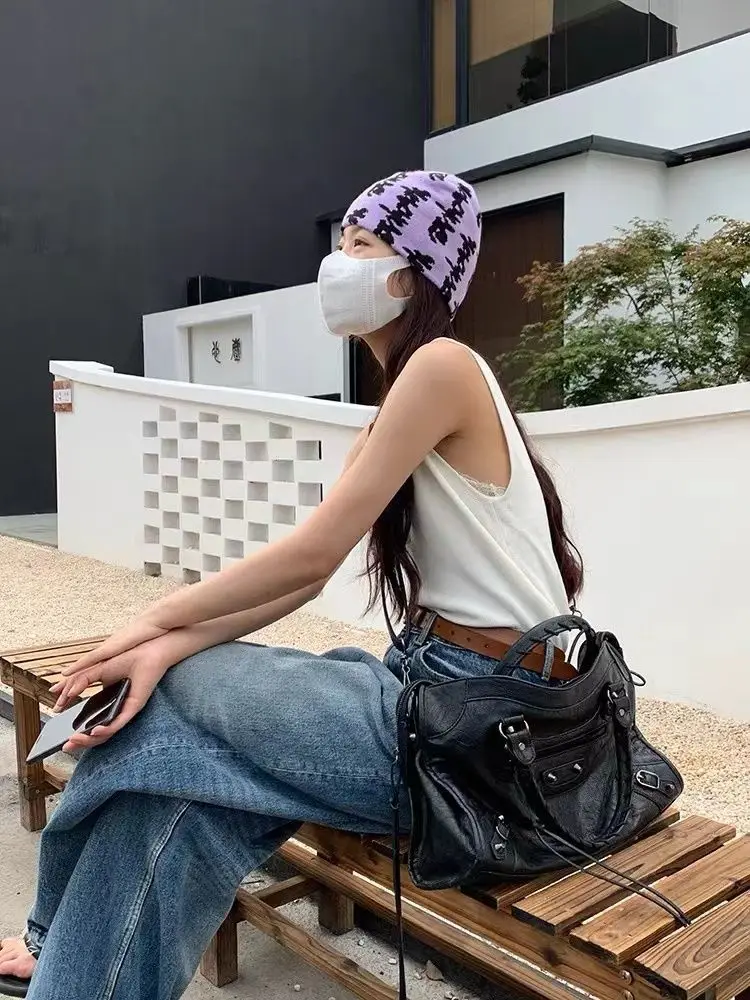 2026 Fashion Motorcycle Bag Women's City Tote Bag Y2k Classic Street Fashion Shoulder Pu Leather Crossbody Tote Bag