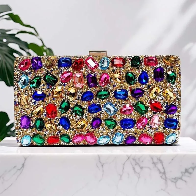 

Elegant Luxury Diamond Clutch Bag Multi-color Square Fashion Evening Bag for Wedding Dinner Party Stylish Dress Accessory