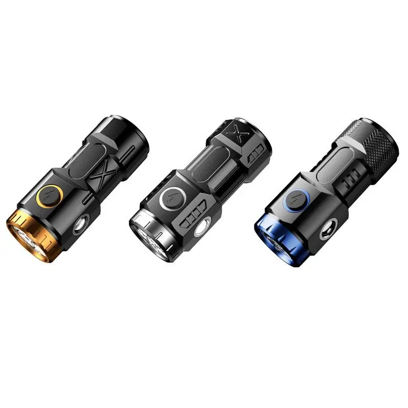 Mini linterna LED recargable, luz de emergencia para acampada con luces laterales y cola de pantalla con imán para explorar acampar