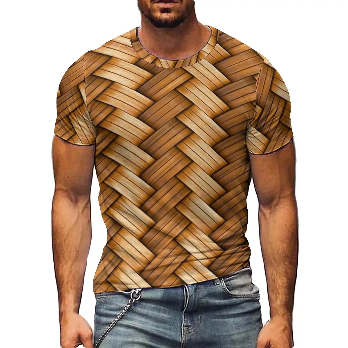 

All-Season Outdoor Travel Men's 3D Printed Short-Sleeve T-Shirt - Crew Neck Printed Top
