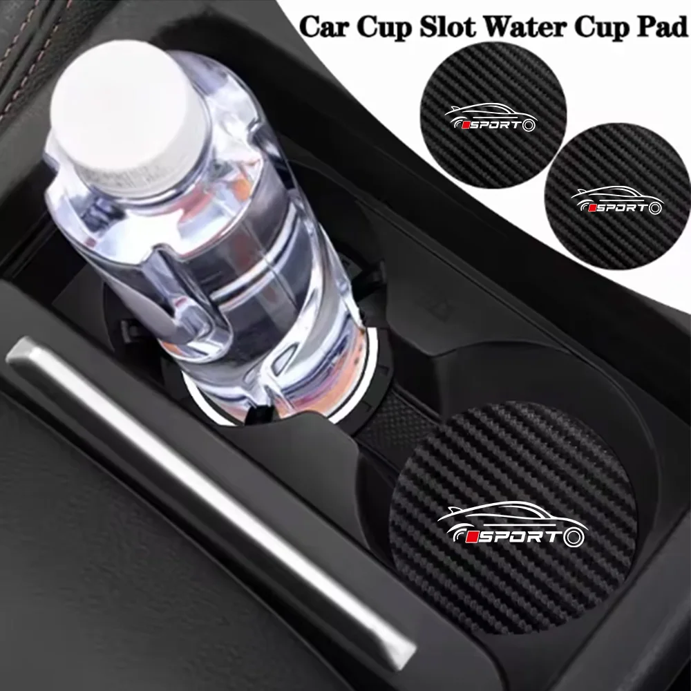 Car Interior Accessories Carbon Fiber Pattern Cup Mat Car Supplies Collection Non-Slip Mat Cute Cartoon Storage Slot Decorative Storage Mat