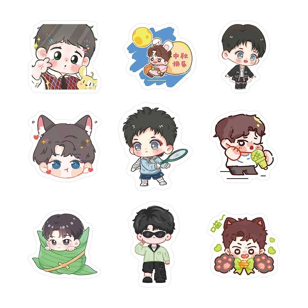 180 новых наклеек Wang Yibo Q-версии, милые звезды мультфильмов, ценные персонажи, канцелярские наклейки «сделай сам» с ручным аккаунтом