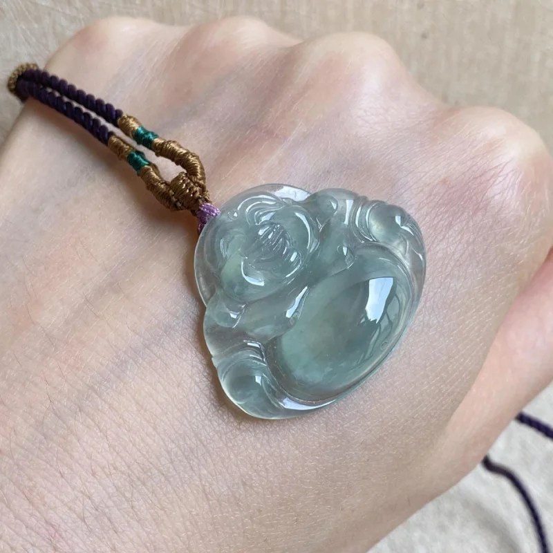 Old Pit Ice for Men and Women, Maitreya Pendant, Big Belly Laughing Buddha Jade Processed Pendan