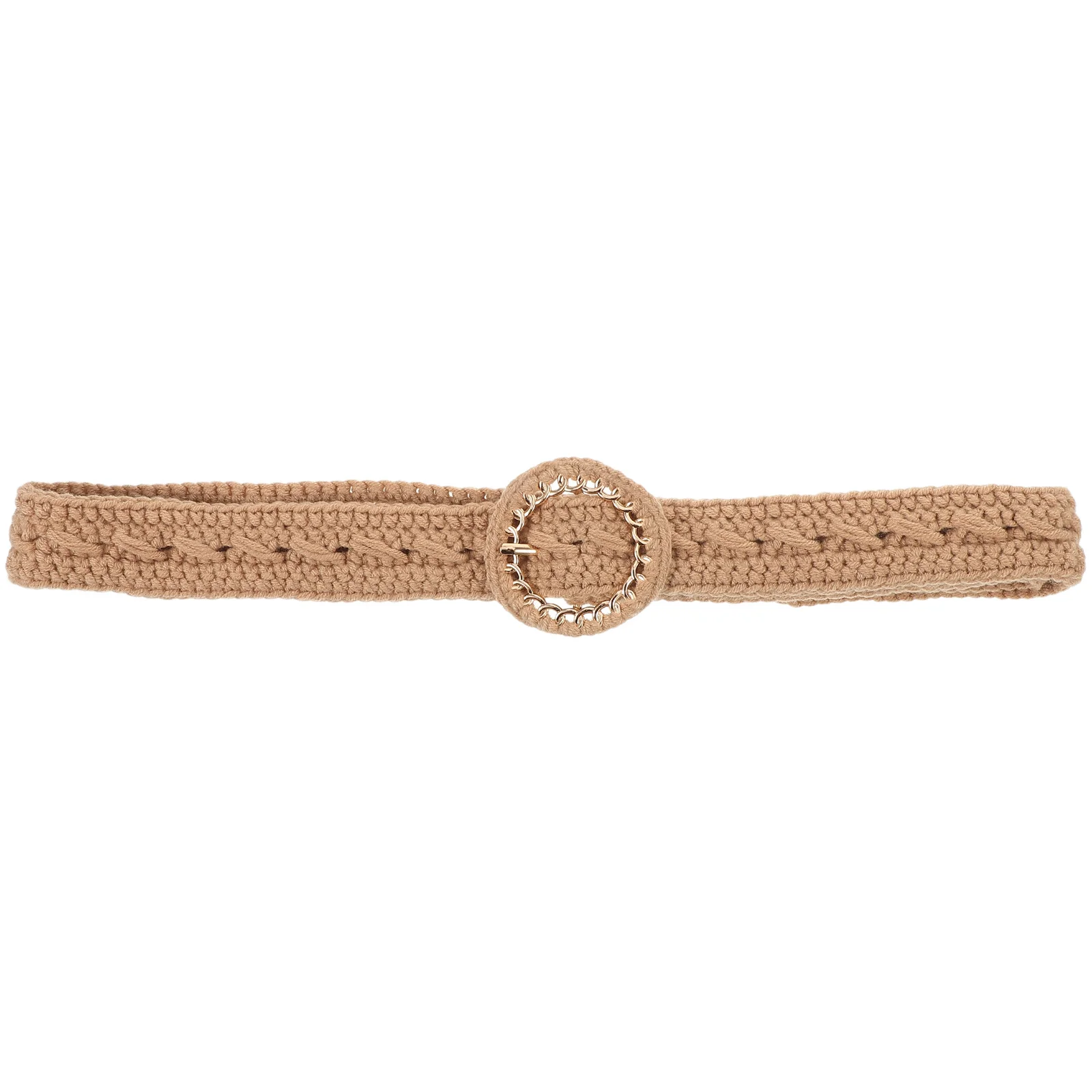 

Women'S Braided Knitted Waist Belt Adjustable Wide Woven Rope Buckle Belt For Dresses Casual Formal Wear Boho Accessory