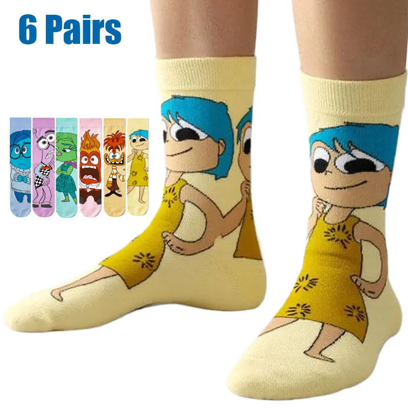 

6 Pairs Anime Men's Socks Fashion Casual Cosplay Socks Happy Funny Long Socks Personalized Creative Women Socks Street Socks