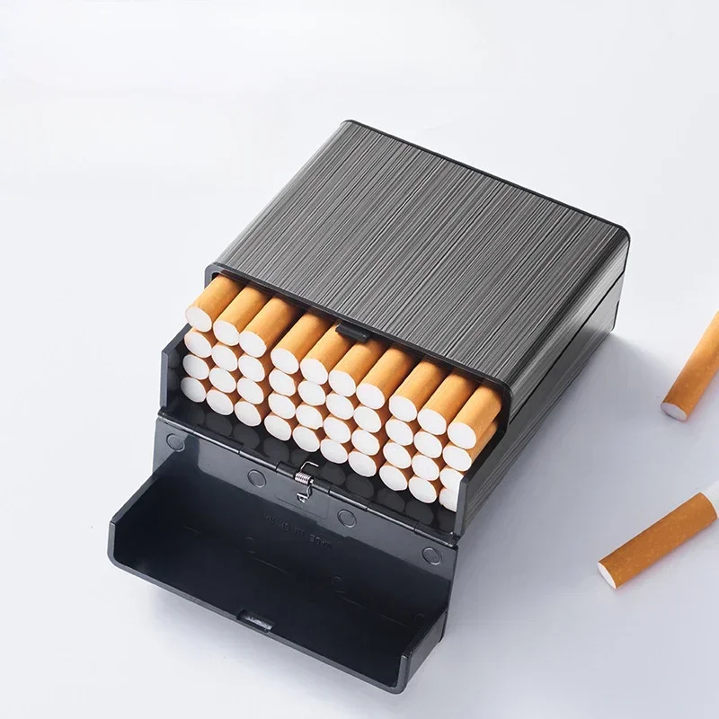 Automatic flip cover cigarette holder pressure resistant portable 40 pack large capacity cigarette box storage box smoking tool