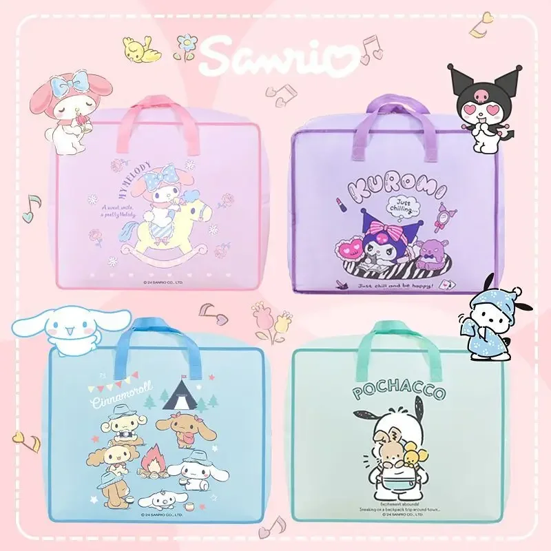 

Kuromi Cinnamoroll Anime Kawaii Sanrio Quilt Storage Bag Cute Cartoon My Melody Portable Waterproof Storage Bag Gifts for Girls