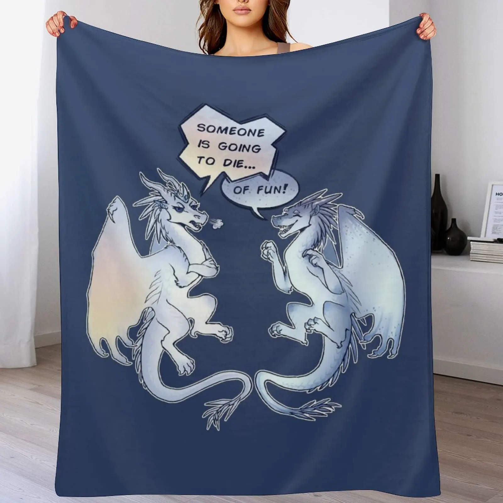 Wings of Fire - Snowfall and Lynx - Someone is going to Die of Fun Throw Blanket Sleeping Bag Designers Blankets