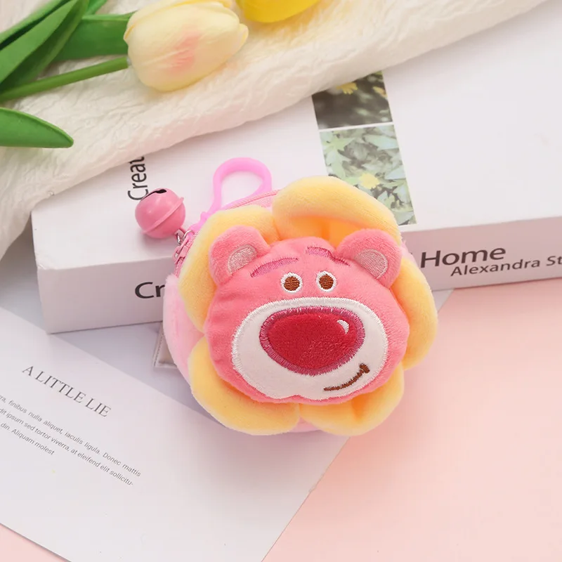 1PC Cute Anime Plush Coin Purse Keychain Lovely Strawberry Bear Key Chain Girls and Kids Backpack Pendant Accessories Presents