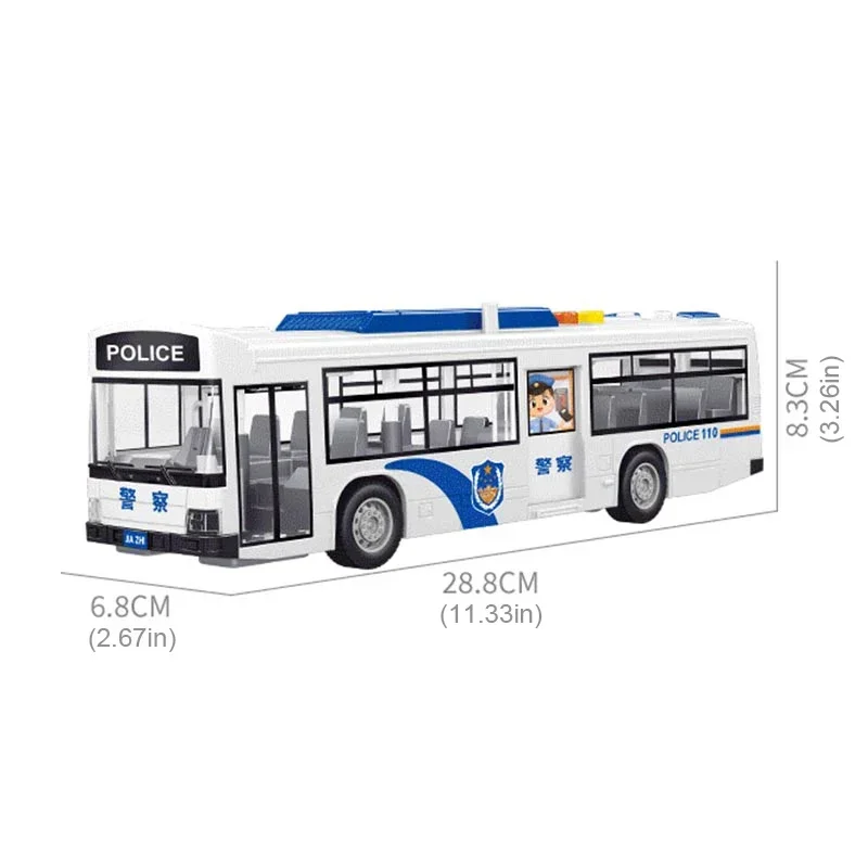 慣性シミュレーションパトカー大型パトバスプルバックモデルサウンドライト付き子供のおもちゃドア開閉可能車両男の子ゲームギフト