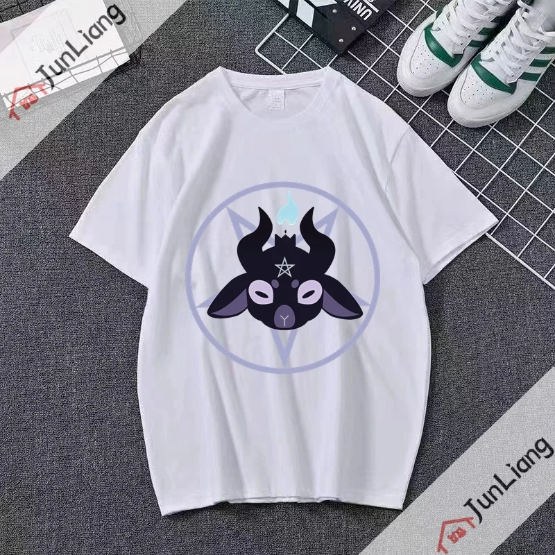 Kawaii Satanic Devil Print T-shirt for Men and Women, Fun Teegranizo, Baphomet, Scary, Evil