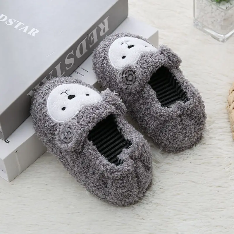 Toddler Boy Slippers for Winter Baby Loafers Plush Warm Cartoon Sheep Rubber Sole Children Home Shoes Kids House Indoor Footwear