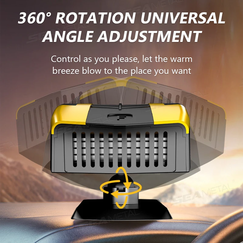 BLALION سخان سيارة 12 فولت مزيل ضباب الزجاج الأمامي ومزيل الصقيع 360 ° مروحة تبريد قابلة للدوران للتدفئة/التبريد، سخان إزالة الضباب التلقائي #3