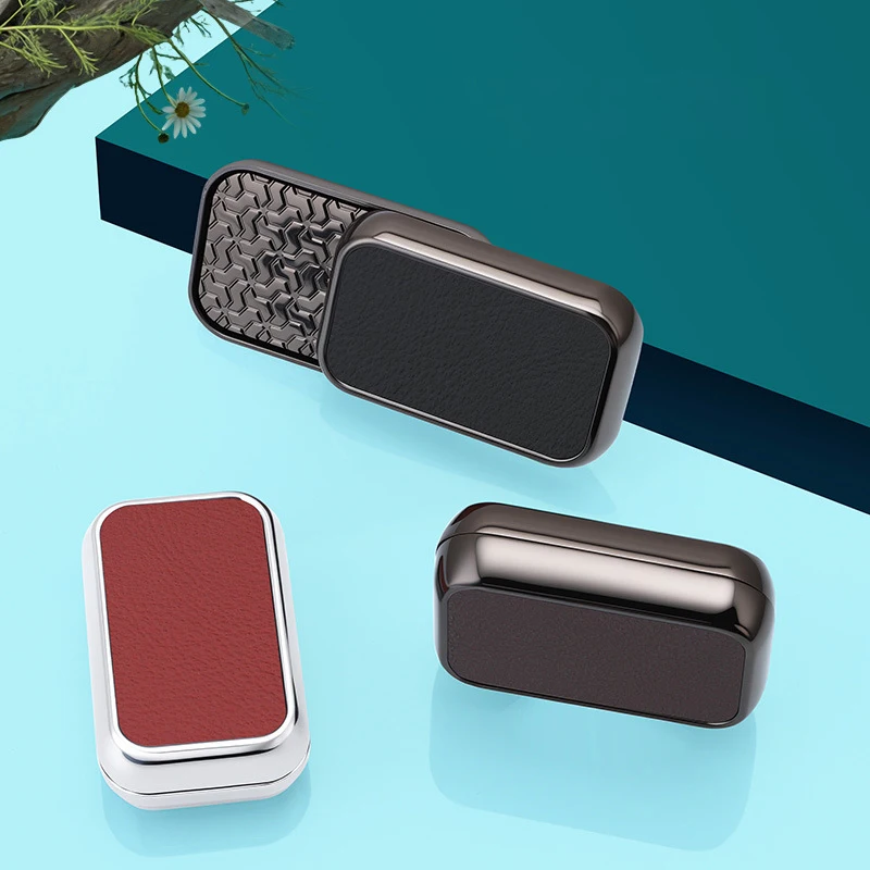 EDC Infinite-Position Tuning Fork Magnetic Push Slider Creative Metal Leather 360° Spinning Push Card Stress-Relief Adults Toy