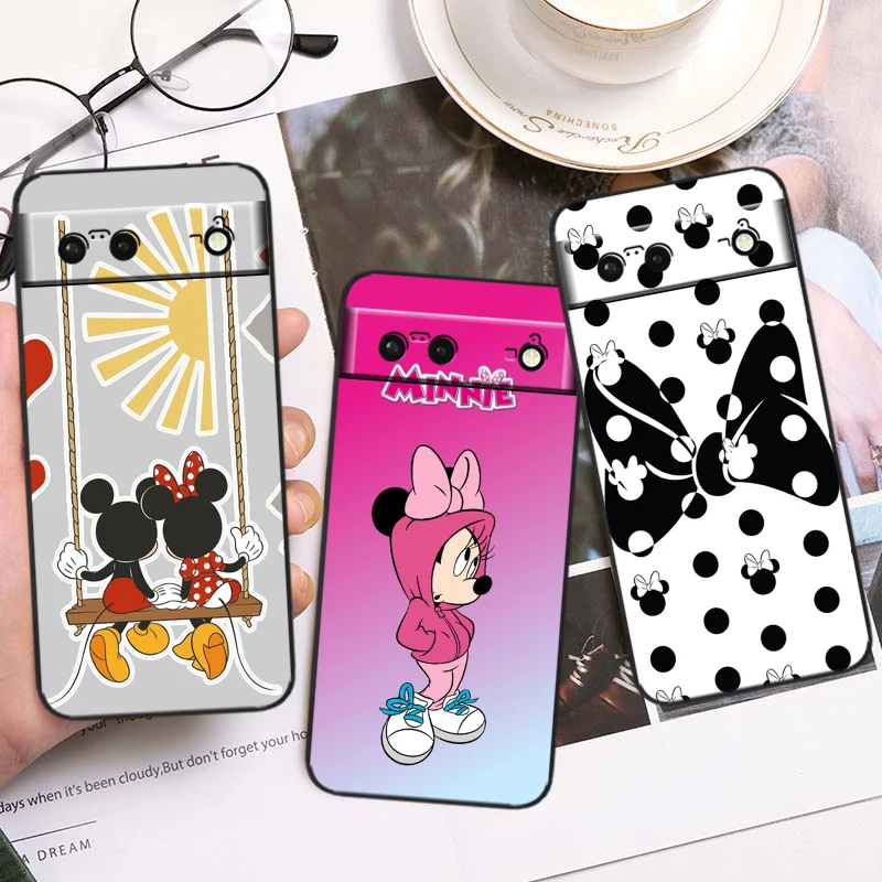 Red Mickey Disney Cartoon For Google Pixel 9 8 7A 7 6A 6 5A 5 4 4A XL 5G Black Silicon Shockproof Shell Soft Phone Case