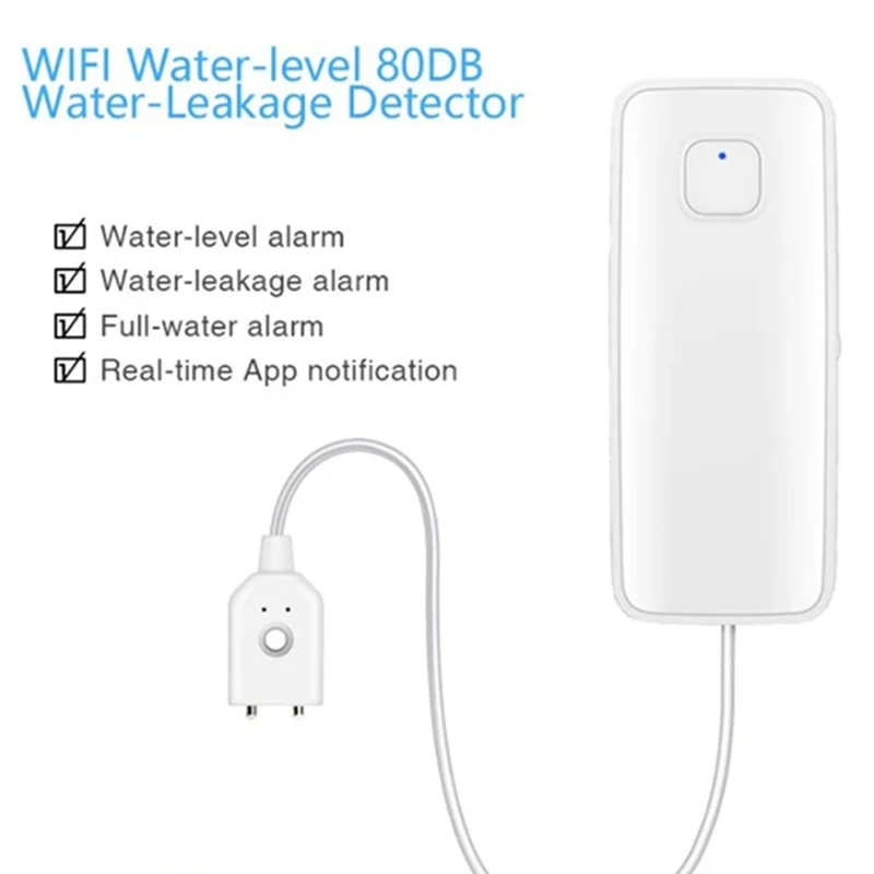 PHILE-80Db 사운드 알람 누수 센서 2Pcs Tuya Wifi 스마트 원격 모니터링 오버플로 레벨 감지기 시스템