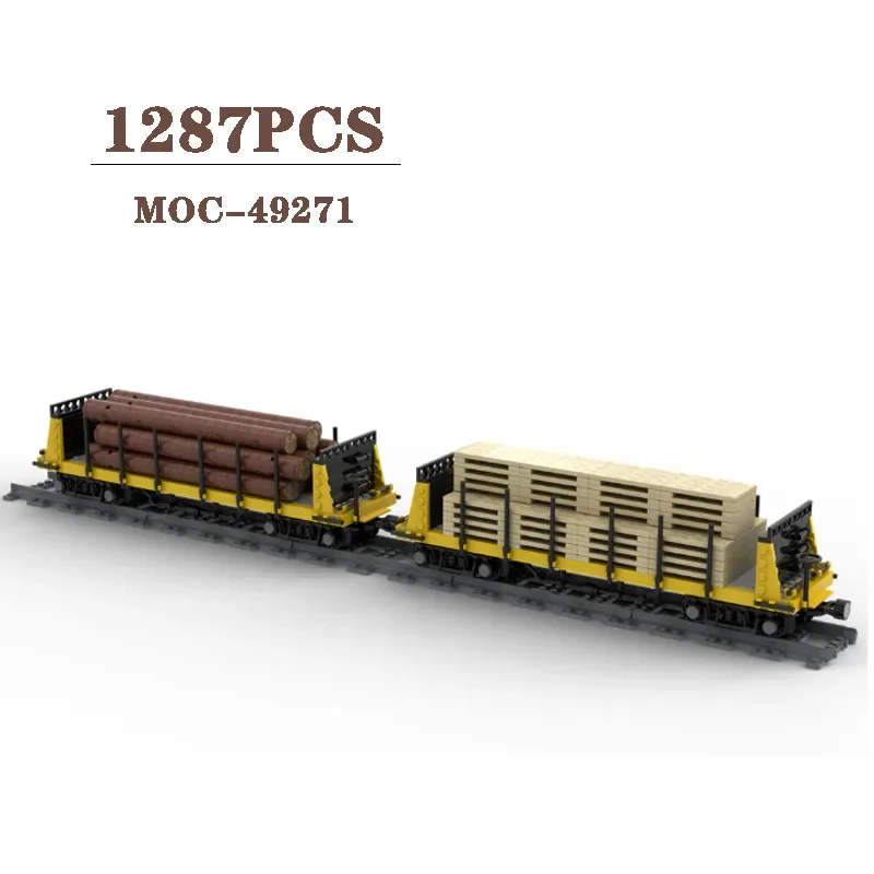 Baustein MOC-49271 Holz schiene Transport fahrzeug Spleiß block Modell 1287 stücke Junge Puzzle Bildung Geburtstag Weihnachts geschenke