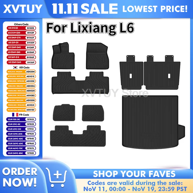 

Автомобильные коврики для Lixiang L6 2024, TPE, всепогодные, водонепроницаемые, нескользящие, коврики для ног, коврики для багажника, автомобильные защитные ковровые аксессуары
