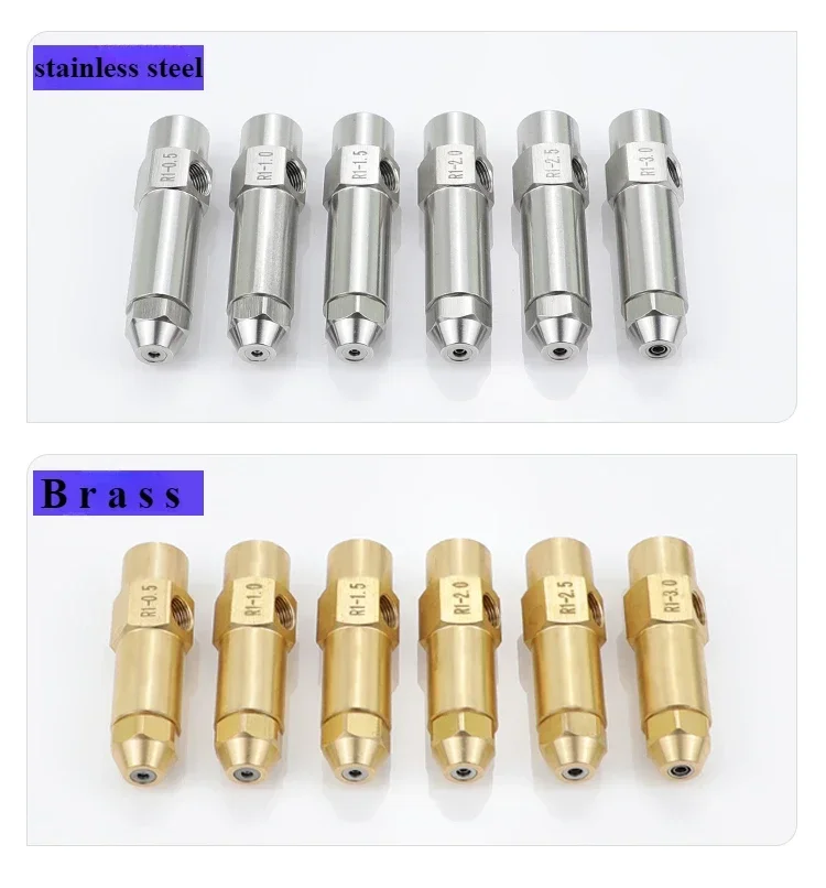 Aço inoxidável latão sifão atomização de ar bico combustível cabeça queimador acessórios bico combustível