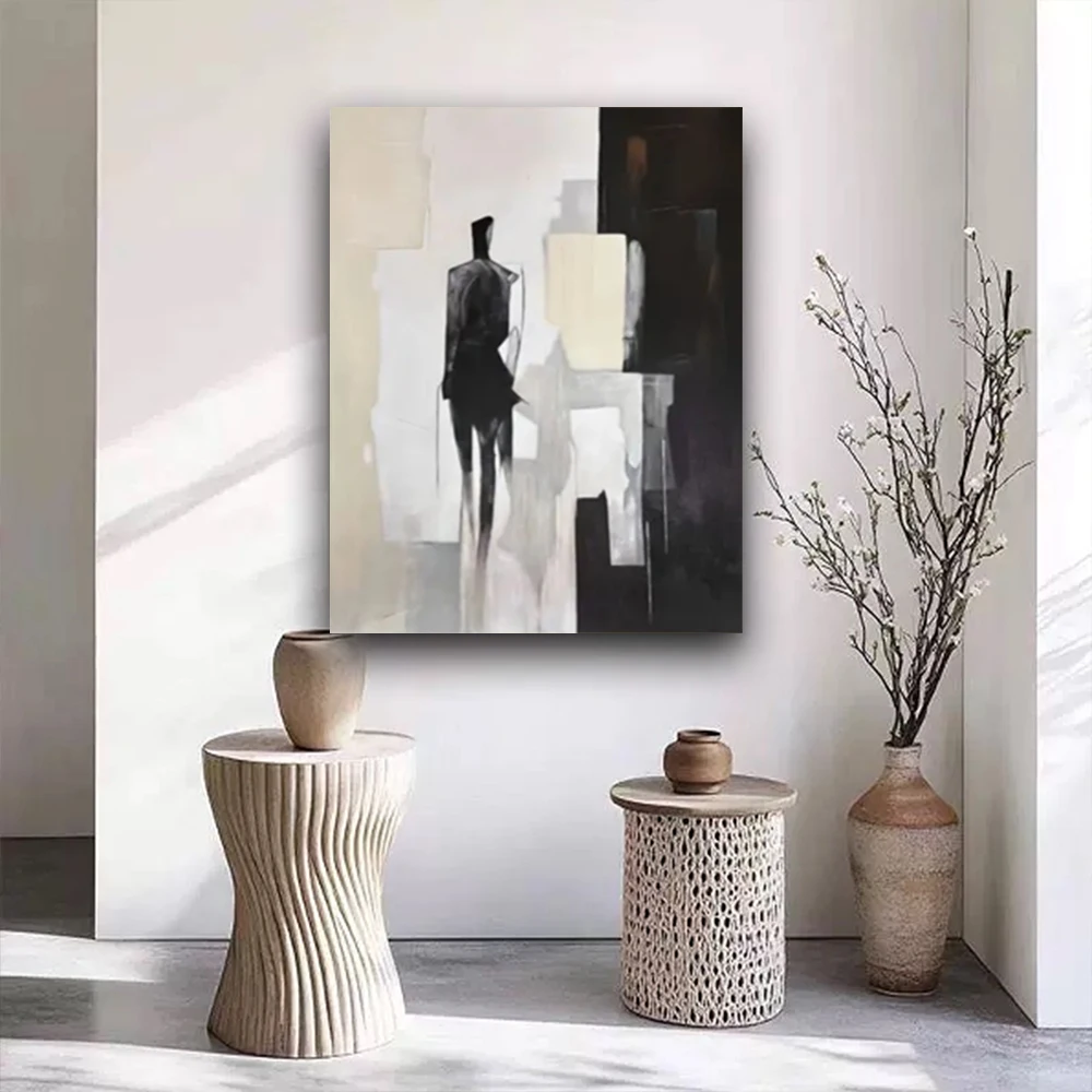 

100% hand drawn characters Oil Painting Palette Knife Texture Acrylic Wall Art Canvas Poster For Living Room Home Decor Picture