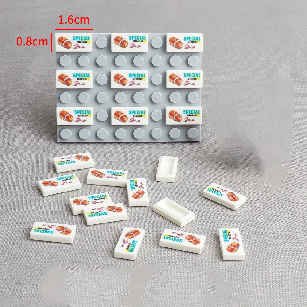 MOC 10PCS Scatola di Capsule 3069 Modello Stampato Building Blocks 3069pb Ospedale Pillole Mediche Bordo Mattoni Particelle Giocattolo FAI DA TE Regali Del Capretto
