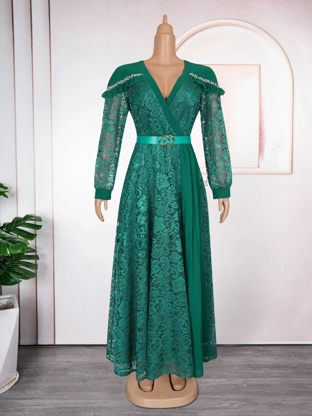 

Lace Plus Size African Party Dresses for Women 2025 Summer Chiffon Long Maxi Dress Elegant Kaftan Muslim Gown Africa Clothing