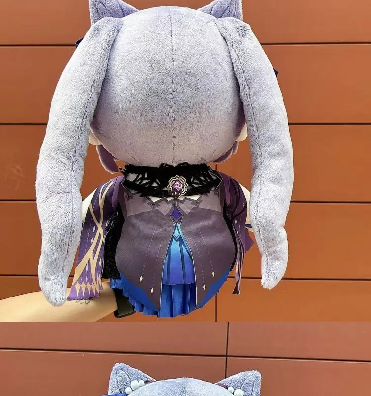 40cm Genshin Impact Keqing Cotton Doll Sitting Plush Pillow Kawaii Anime Character Stuffed Cushion Birthday Gift for Game Fans