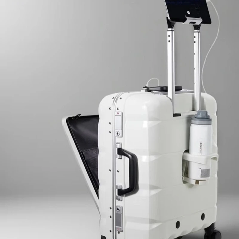 

Fingerprint lock, suitcase, trolley case, boarding case 20 inches, fingerprint white PLUS widened version.