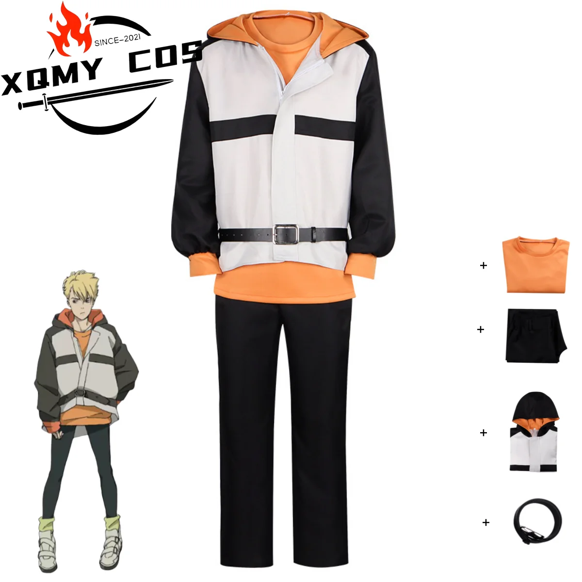 

XqNew Anime Lazarus Leland Cosplay Costume White Patchwork Hoodies Coat Pants Tracksuit Uniform Adult Man Woman Daily Leisure Su