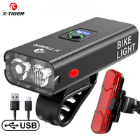 X-TIGER Bike Light Set Front Light with Taillight USB Rechargeable Flashlight 6 Modes Bicycle Accessories for Bicycle Road MTB