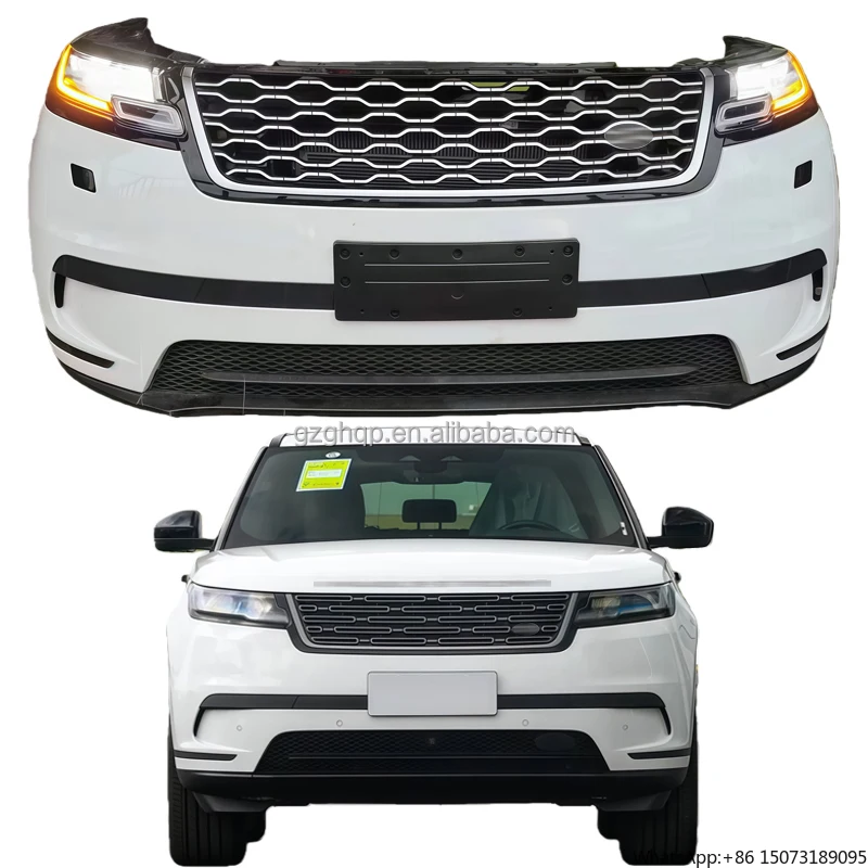 

Original Front Bumper Assembly and Grille White Body Kit for Velar S 2018-2025 Models with Fan Cooling System.