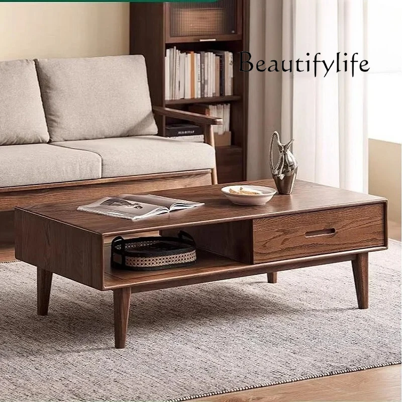 

Japanese-style medieval all-solid wood coffee table household small apartment living room simple coffee table